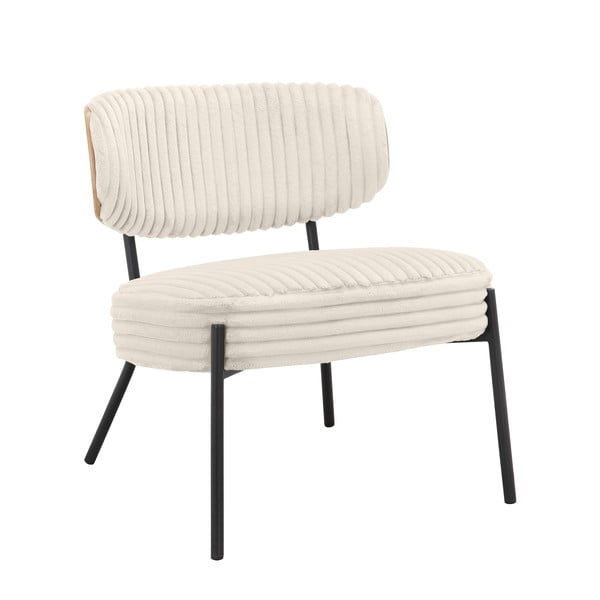 Fotoliu cu taburet crem cu tapițerie din catifea reiată Jerry – Støraa-image-4