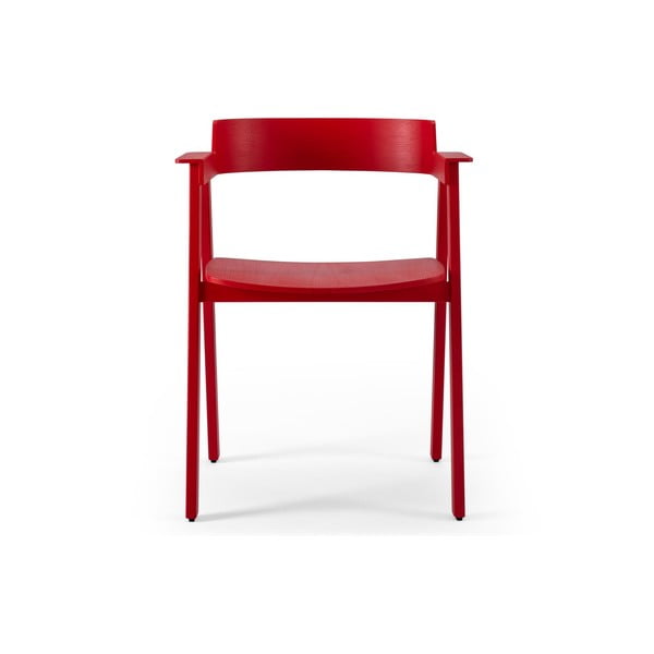 Scaun de dining roșu cu cotiere din lemn de stejar Flip – Gazzda-image-2