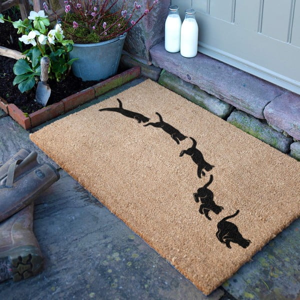 Covoraș de intrare din fibre de nucă de cocos 40x60 cm Jumping Cats – Artsy Doormats-image-2