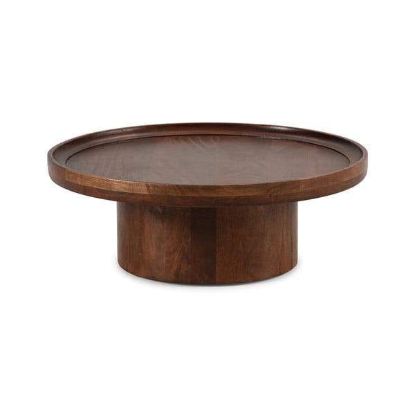 Măsuță de cafea maro închis rotundă din lemn de mango 80x80 cm Giselle – MOME