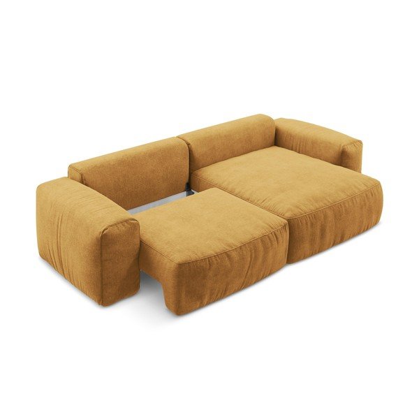 Colțar galben muștar extensibil cu tapițerie din chenille (cu colț pe partea dreaptă/cu șezlong) Kuki – Makamii-image-4