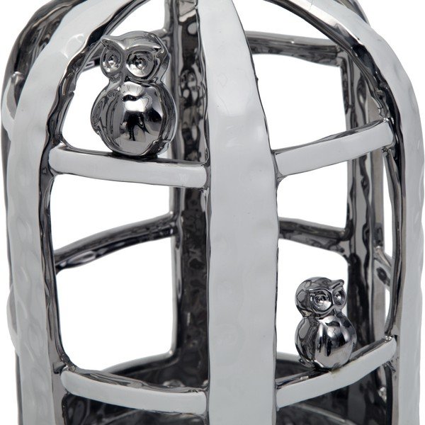 Colivie decorativă din ceramică Mauro Ferretti, 16 x 53 cm, argintiu-image-1