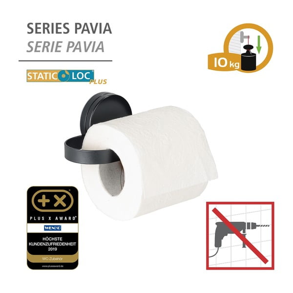 Suport pentru hârtia de toaletă Wenko Static-Loc® Pavia, negru-image-4