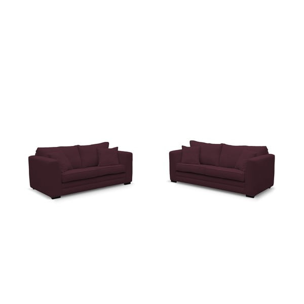 Set 2 canapele cu 2 și 3 locuri Rodier Taffetas, violet închis