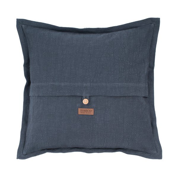 Pernă din amestec de in Tiseco Home Studio, 45 x 45 cm, albastru închis-image-1