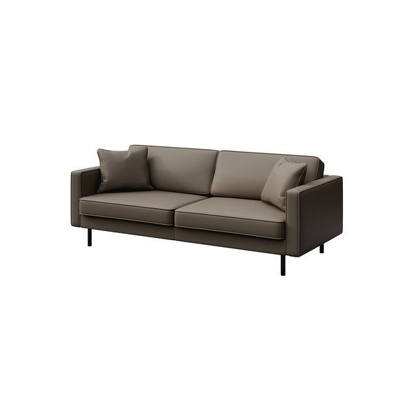 Canapea maro deschis cu tapițerie din piele 207 cm Kobo – MESONICA-image-2