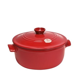 Oală rotundă cu capac din ceramică Emile Henry Flame, ⌀ 27 cm, roșu