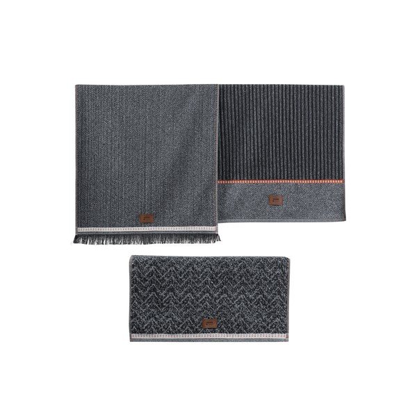 Prosoape gri-antracit 3 buc. 50x90 cm Denim – Foutastic