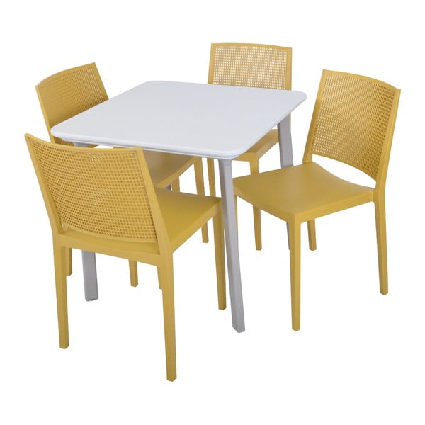 Scaun de grădină galben din plastic Grid – Rojaplast-image-4
