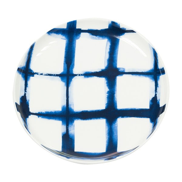 Farfurie din porțelan Santiago Pons Grid, ⌀ 16 cm, alb - albastru