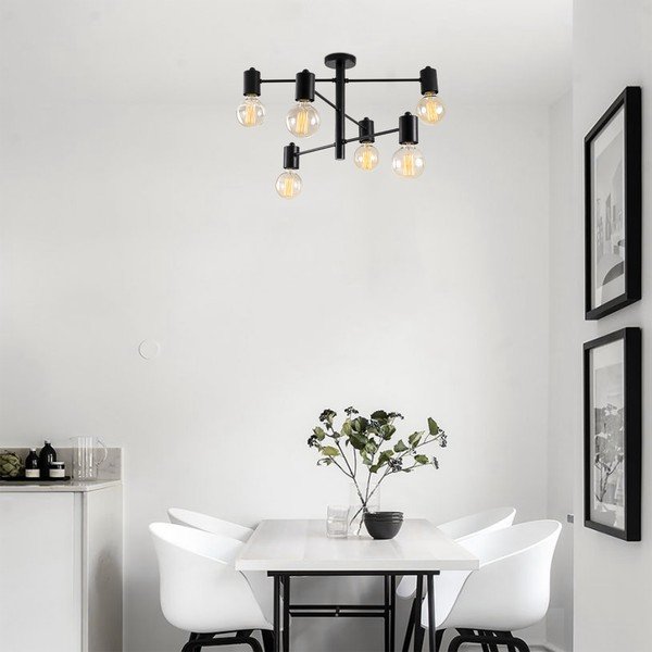 Plafonieră de 6 becuri Opviq lights Hexa, negru-image-4