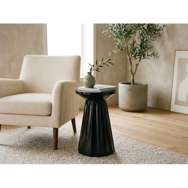 Măsuță de cafea negru-lucios rotundă din oțel ø 30 cm Adelya – Yes Everyday-image-2