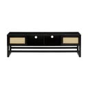 Masă TV din lemn de pin cu uși din ratan Støraa Jolene, negru