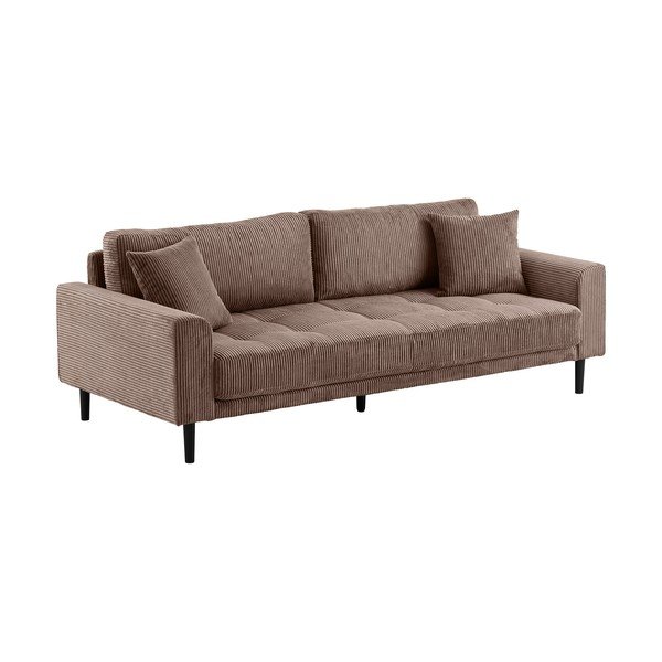Canapea maro cu tapițerie din catifea reiată  210 cm Lido – House Nordic-image-2