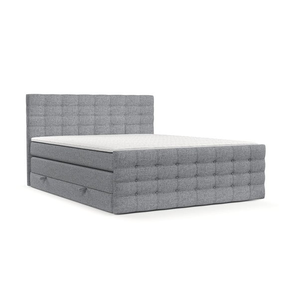 Pat boxspring gri cu spațiu de depozitare 160x200 cm Blend – Maison de Rêve