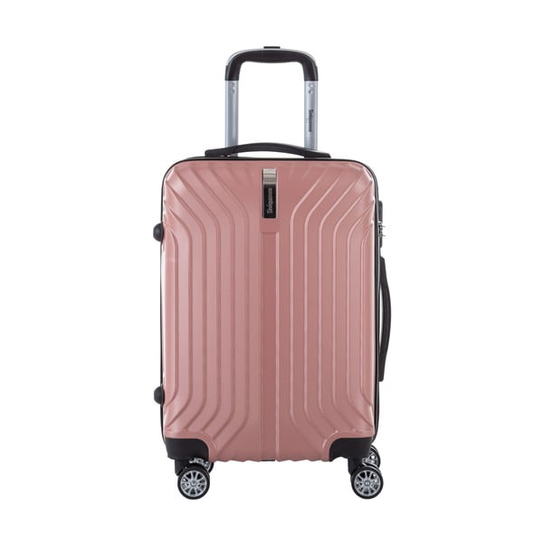 Valiză călătorii pe roți cu încuietoare metalică SINEQUANONE Rozalina, 44 l, roz deschis