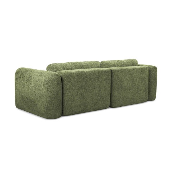 Colțar verde extensibil/cu spațiu de depozitare cu tapițerie din chenille (cu colț pe partea dreaptă/cu șezlong) Mele – Makamii-image-3