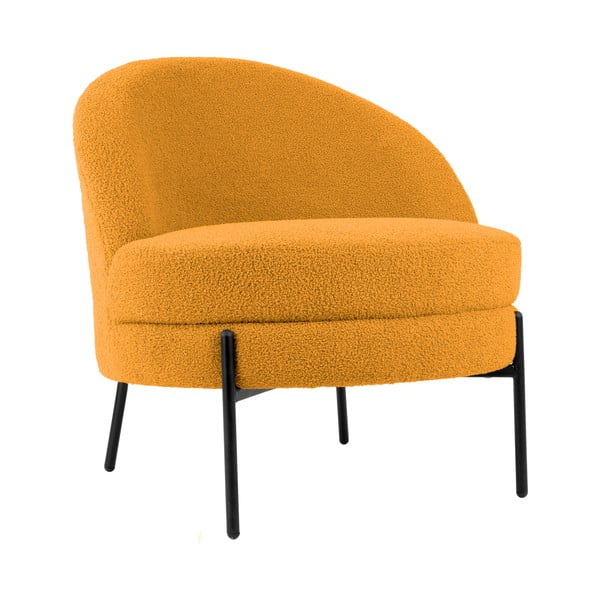 Fotoliu galben ocru cu tapițerie din țesătură bouclé Noble – Leitmotiv