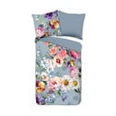 Lenjerie de pat din bumbac organic pentru pat dublu Descanso Sunflower,  200 x 220 cm, gri