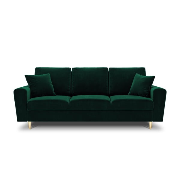 Canapea verde extensibilă, cu spațiu de depozitare cu tapițerie din catifea 235 cm Kyoto – Cosmopolitan Design