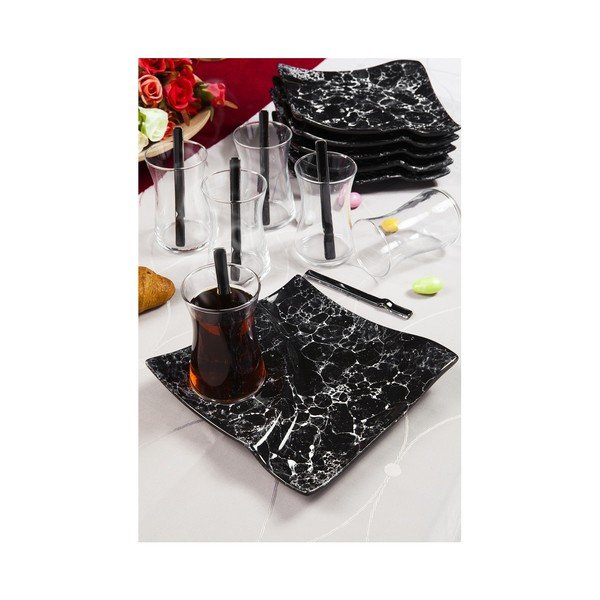 Set pentru ceai și gustare Casablanca, 18 piese, negru-image-1