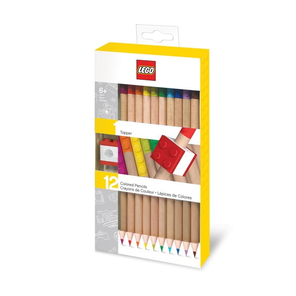 Set 12 creioane colorate cu clips în formă de lego LEGO® Stationery-image-1