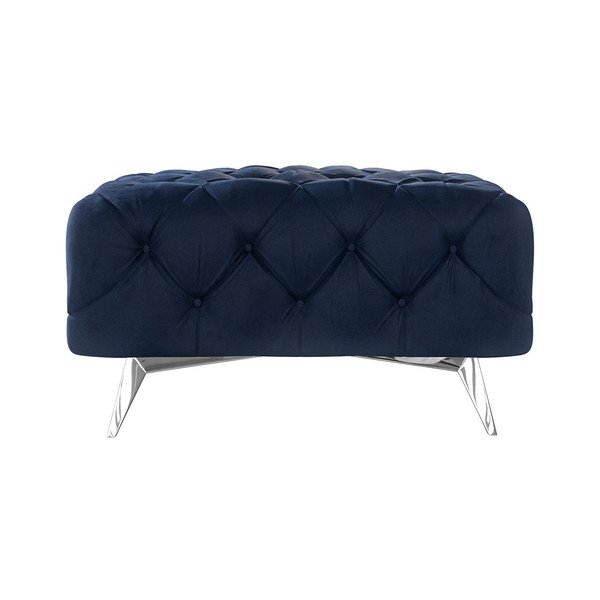 Taburet albastru închis cu tapițerie din catifea Chelsea – Ropez