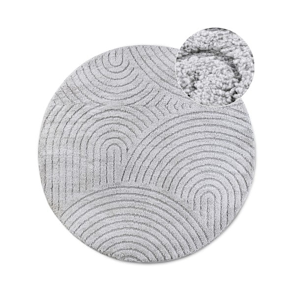 Covor gri deschis rotund ø 160 cm Panglao New York Light Grey – Elle Decoration