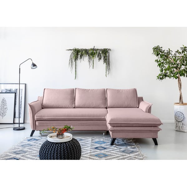 Colțar extensibil cu șezlong pe partea dreaptă Miuform Charming Charlie, roz pudră-image-1