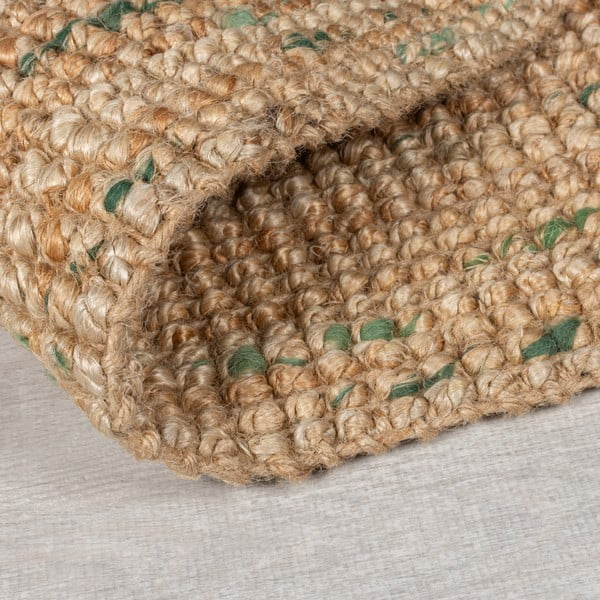 Covor verde/în culoare naturală reversibil/țesut manual din iută 160x230 cm Jute Boucle Green – Flair Rugs-image-4