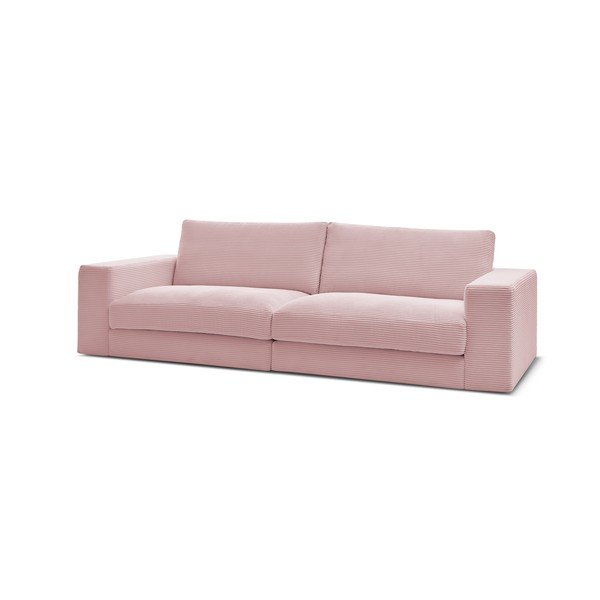 Canapea roz cu tapițerie din catifea reiată  274 cm Leonard – Bobochic Paris-image-3