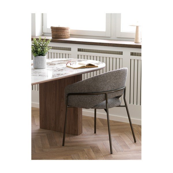 Scaun de living gri cu cotiere din oțel Costa – House Nordic-image-2