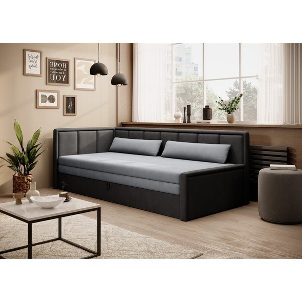 Canapea gri închis extensibilă/cu spațiu de depozitare cu tapițerie din chenille 214 cm Fulgeo – ELTAP-image-2