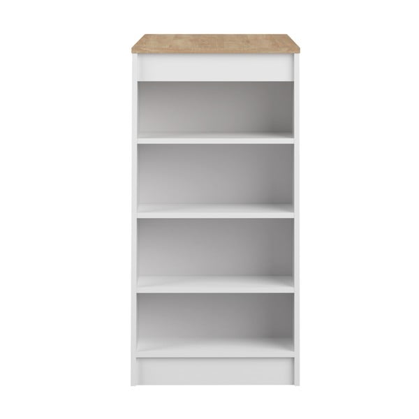 Masă de bar albă cu blat cu aspect de stejar 115x50 cm Aravis - TemaHome -image-3