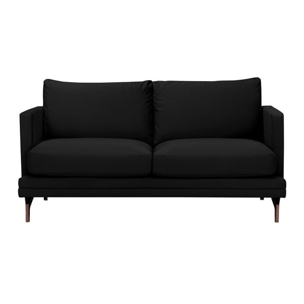 Canapea cu 2 locuri şi picioare metalice aurii Windsor & Co Sofas Jupiter, negru