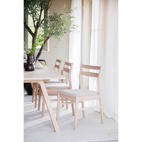Scaun de dining crem/în culoare naturală deschisă din lemn de stejar Kerwin – Rowico-image-3