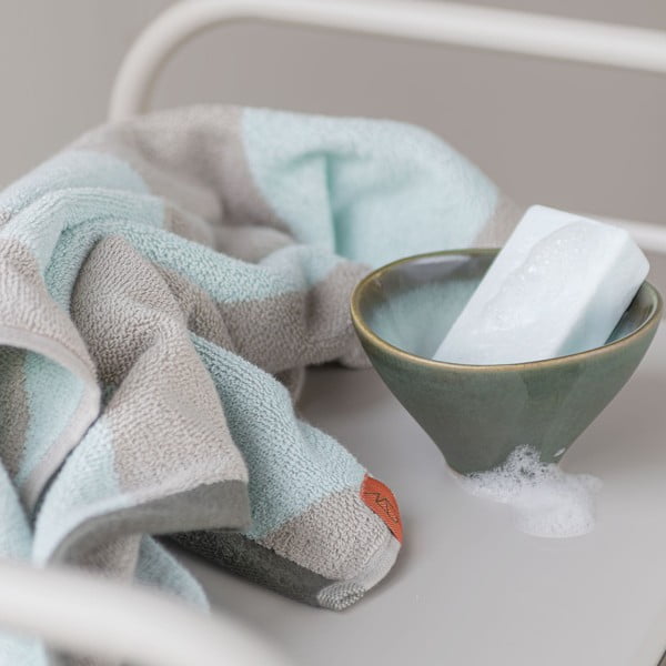 Prosop verde mentă din bumbac organic din frotir 70x133 cm Diagonal – Mette Ditmer Denmark-image-2