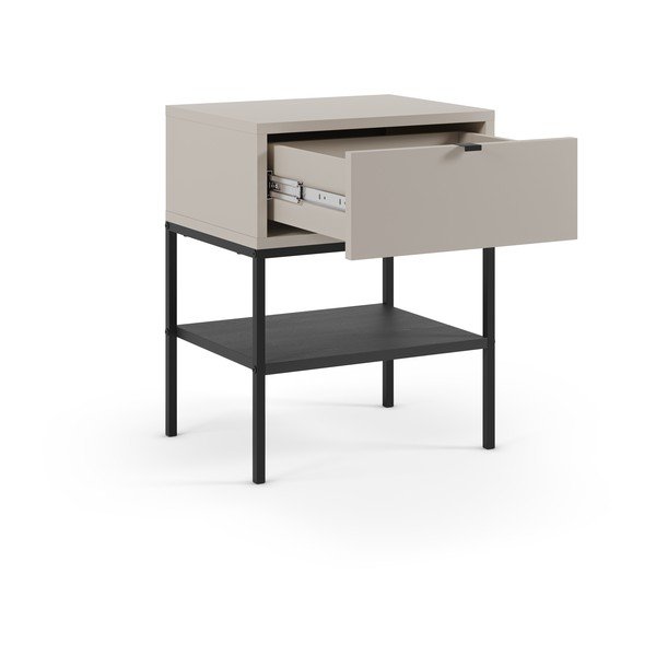 Noptieră crem cu rafturi cu aspect mat Sali – Marckeric-image-4