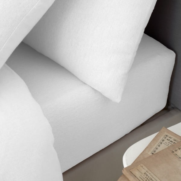 Cearceaf alb din flanelă cu elastic 135x190 cm Brushed – Catherine Lansfield-image-1