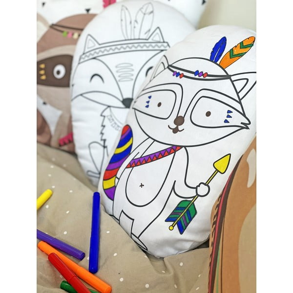 Set față de pernă din bumbac satinat și markere pentru textile Butter Kings Indian Racoon-image-2