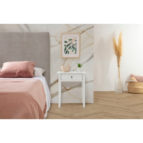 Noptieră albă din lemn masiv de pin Bart – Marckeric-image-1