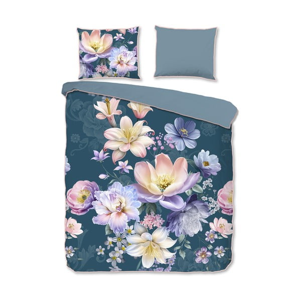 Lenjerie de pat albastră din bumbac satinat pentru pat dublu/extinsă 200x220 cm Mirery – Descanso