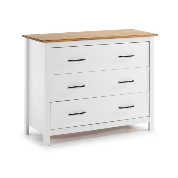 Comodă albă joasă din lemn de pin 100x80 cm Miranda – Marckeric-image-2