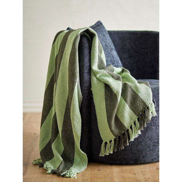 Pătură verde din bumbac reciclat 130x160 cm Frello – Bloomingville-image-1