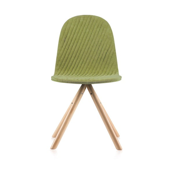 Scaun cu picioare în nuanță naturală Iker Mannequin Stripe, verde deschis