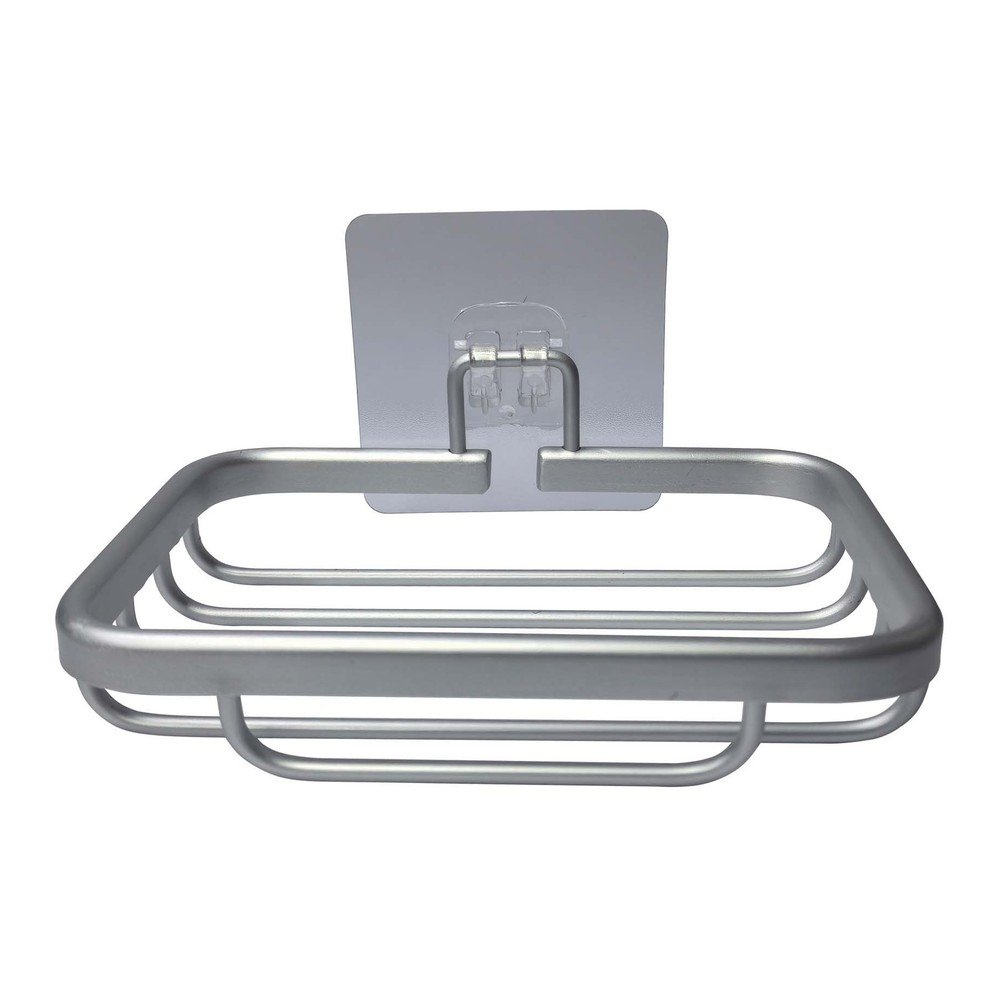 Săpunieră argintiu-lucios autoadezivă din metal Filaire Aluminium – douceur d'intérieur