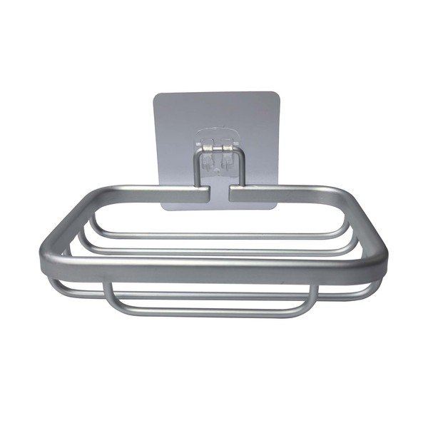 Săpunieră argintiu-lucios autoadezivă din metal Filaire Aluminium – douceur d'intérieur