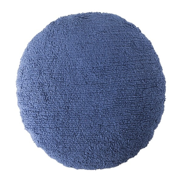 Pernă din bumbac lucrată manual Lorena Canals Big Dot, diametru 50 cm, albastru 