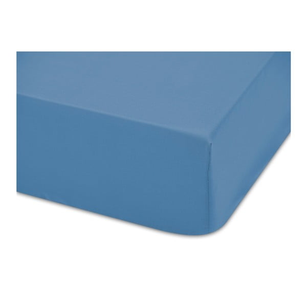 Cearșaf din bumbac cu elastic Boheme Basic, lățime 200 cm, albastru