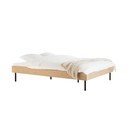 Pat matrimonial în culoare naturală din  placă aglomerată de lemn cu aspect de lemn de stejar fără tăblie cu somieră 140x200 cm Streiko – noo.ma
